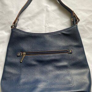 Vintage Authentic Roots Canada Navy Blue Pebble Leather Small Hand/Shoulder Bag